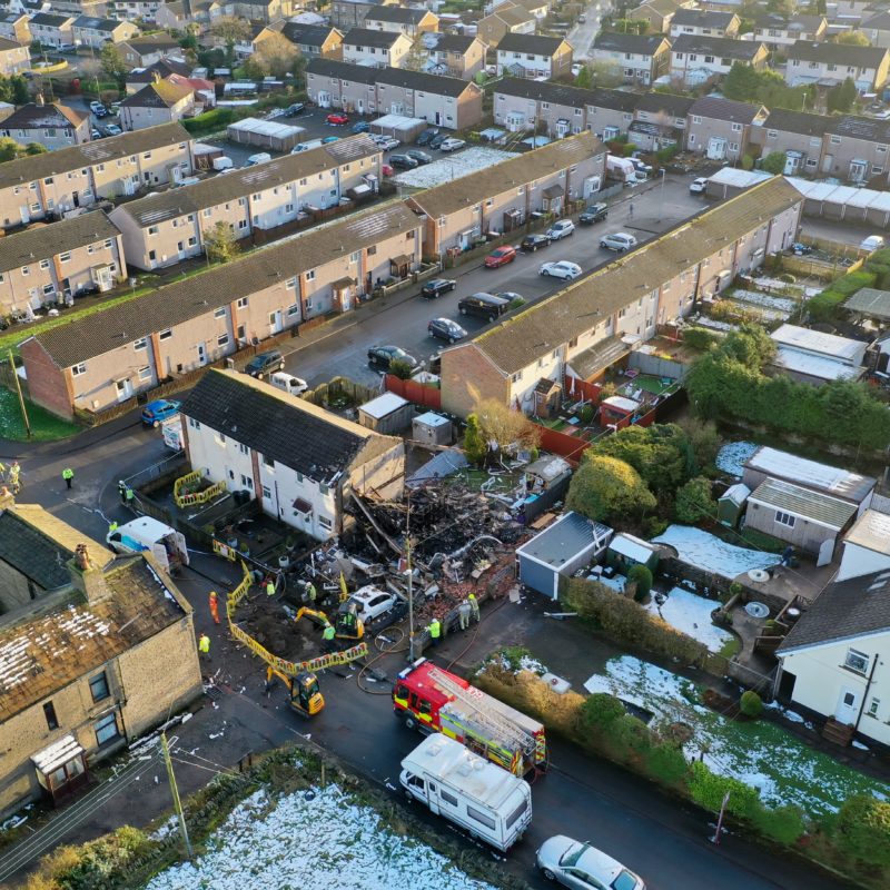 Aerial Shot of Illingworth House Explosion