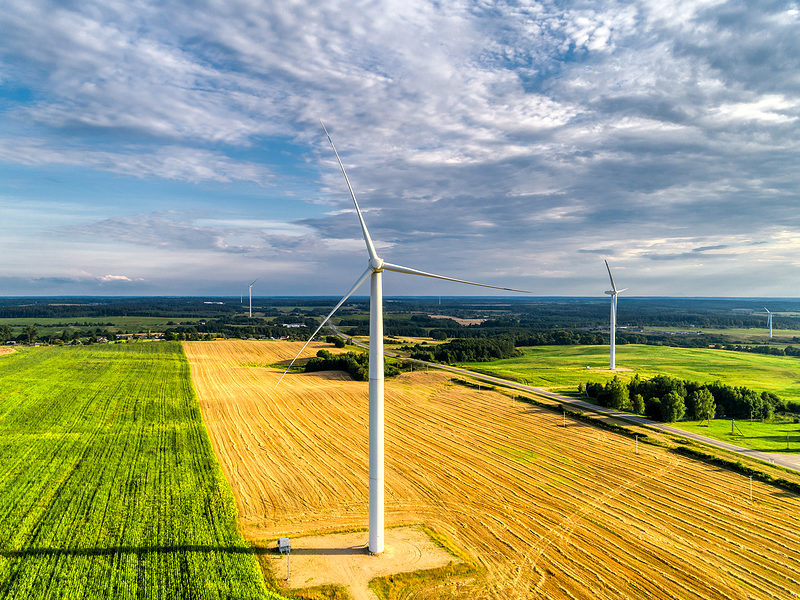 Wind Generators Standing At Top Of The Hill